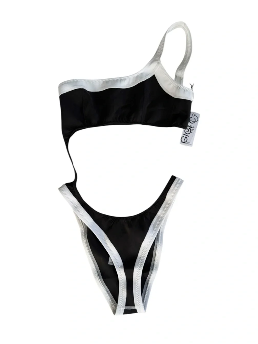 Gigi C Paris One-Piece Monokini in Black & White | LARGE NWT - Picture 4 of 10